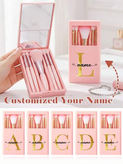 5 Cái Tên Tùy Chỉnh Dành Cho Phụ Nữ Hộp Đựng Cọ Trang Điểm Có Gương Bộ cọ mỹ phẩm Hộp đựng cọ di động có tên Customiz Mẫu DIY được cá nhân hóa Phụ kiện du lịch Phụ kiện làm đẹp Bộ dụng cụ làm đẹp Hộp đựng không thấm nước Phấn nền mũi Phấn mắt cho ví bỏ túi