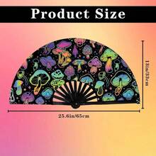 1PC Colorful Rainbow Handheld Fan - The Folding Design Can Produce A Loud Sound. Summer Carnival Fan Handheld Fan, Large Festival Handheld Fan, Suitable For Summer Cooling, EDM Music Parties, Christmas Parties, New Year Parties, Dance Performances And Gifts For Male And Female Dancers - 菇 - 查看 7