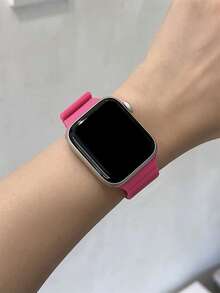 1条男女通用硅胶磁性表带，适用于42mm、38mm、40mm、41mm、44mm、45mm、46mm、49mm系列手表，时尚智能手表替换表带，适用于Ultra2、Ultra SE2、SE 11、10、9、8、7、6、5、4、3、2、1，学生返校季好礼物 - 粉色 - 查看 4