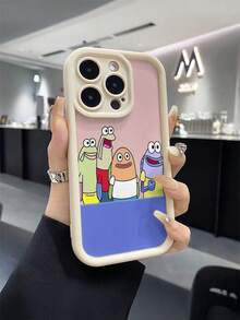 1pc Cartoon Cute Ugly Fish Patchwork Pattern Shockproof Phone Case Cover, Suitable Compatible With Samsung/Apple 17/16/15/14/13/12/11 Pro Max/12 Pro/14 Plus And Other Models - Multicolor - View 7