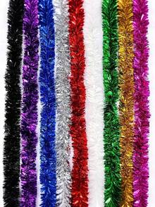 1 Set/2 Pieces/6 Pieces 2 Meters/Extended High-Density Madder Dyed Party Easter Party Decoration Fluffy Purple Metal Wreath, Christmas Foil Metal Wreath Decoration, Suitable For Christmas Trees, Tree Skirts, Staircase Decorations
