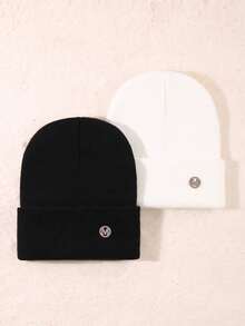 男女通用Y2K风格刺绣针织滑雪帽，户外防寒针织帽，休闲百搭冬季保暖帽，适合日常通勤 - LA - 查看 3