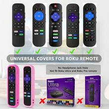AWYYONEBOM 2 Pack Roku Remote Cover Battery Case For  Roku Smart TV Steaming Stick Remote Pink Silicone Roku Tv Remote Case Glow In The Dark(Glow Pink+Rose Red) - GlowPinkRoseRed - View 2