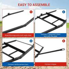 Rastra de arrastre de 167 cm, con 2 barras ajustables, capacidad máxima de 45 kg, de acero resistente, niveladora de entrada para ATV, UTV, tractores utilitarios y tractores de jardín - Negro - Ver 4
