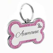 Placas de identificación grabadas para mascotas, placa de identificación personalizada para perros con cualquier nombre y texto, etiqueta de collar de perro personalizada con brillo, etiqueta de identificación con forma de hueso para mascotas y cachorros - perro - Ver 9