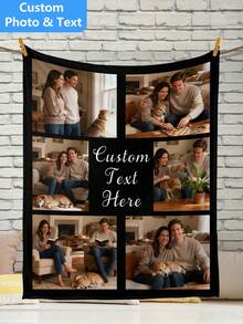 Custom Personalized Photo Flannel Blanket, Customize Your Own Picture Wedding Couple Family Throw Blanket With Any Photo, Soft Flannel Throw Blanket Digital Printing, 280gsm, All-Season Comfort Polyester Blankets Great Gift For Friend, Family, Wedding, Birthday,Warm,Soft,Comfortable,Cozy Personalized Ideal Gifts For Him,Her,Boyfriend,Girlfriend,Dad,Mom,Family,Friends,Pets ,For Anniversaries,Valentine's Day,Mother's Day,Birthdays,Father's Day,Weddings,Graduation,Christmas,Housewarming Sofa,Bed,Car,Bedroom,Living Room,Office,Outdoor Camping,Beach,Wall Decoration - 樣式-2 - 查看 3