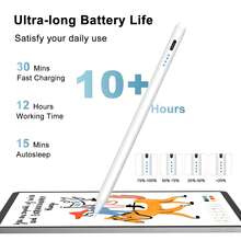 FCV 1支通用电容笔，适用于手机和平板电脑，主动式触控电容笔，内置90mAh锂电池，支持Type-C快充，适用于安卓和苹果iPad，触控精准，书写流畅，高端电容笔（不适用于电阻屏和电磁屏平板电脑） - 彩色 - 查看 5