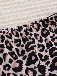 Tween Girl Leopard Print Heart Graphic Hoodie Sweatshirt And Leggings Casual Outfit - Khaki - View 5