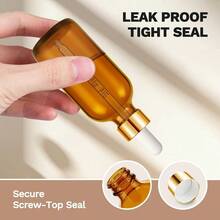 KKXY Bumobum Dropper Bottle 2 Oz 2 Pack Aer Glass Eye Dropper Bott With Golden Cap Labels And Funnel Tincture Bottle With Measured Cosmetic Dropper - Leakof Esl S Bott - 米色 - 查看 4