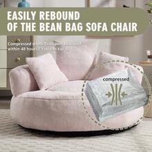 Chenille Lazy Sofa, Single Seat Bean Bag Sofa Chair, High-Back Durable Soft Comfort Recliner, Casual Living Room Sofa Chair, Includes 3 Pillows, Indoor/Outdoor Use, No Assembly Required, Suitable For Living Room, Bedroom, Dormitory And Apartment (Pink) - 粉色 - 查看 5
