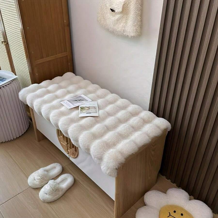 1pc Soft & Comfortable Shoe Bench Pad, Machine Washable, Modern Home Decor For Entryway Or Shoe Cabinet, Foam Texture Design, Polyester Material