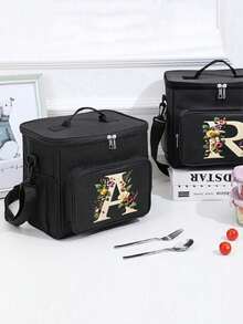 1pc/2pcs Student Insulated Lunch Bag, Square Handheld Bento Box Bag, Aluminum Foil Lunch Bag, Suitable For Lunch, Beach, Drinks, Travel, Camping, Picnic, Car