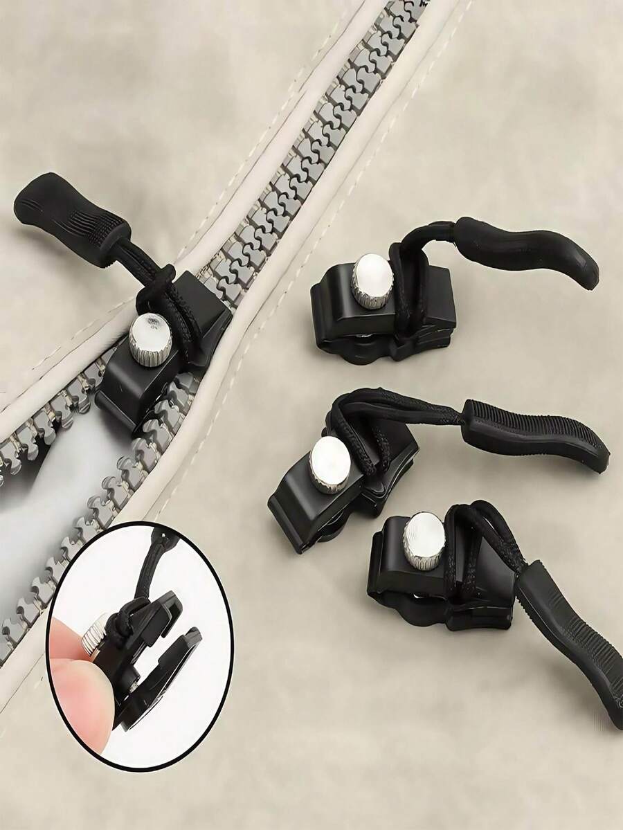 3 buah/Set Tarikan Resleting yang Dapat Digunakan Kembali, Ukuran Kecil/Sedang/Besar, Kepala Resleting Universal yang Dapat Dilepas untuk Pakaian dan Tas, Cocok untuk Jaket Olahraga