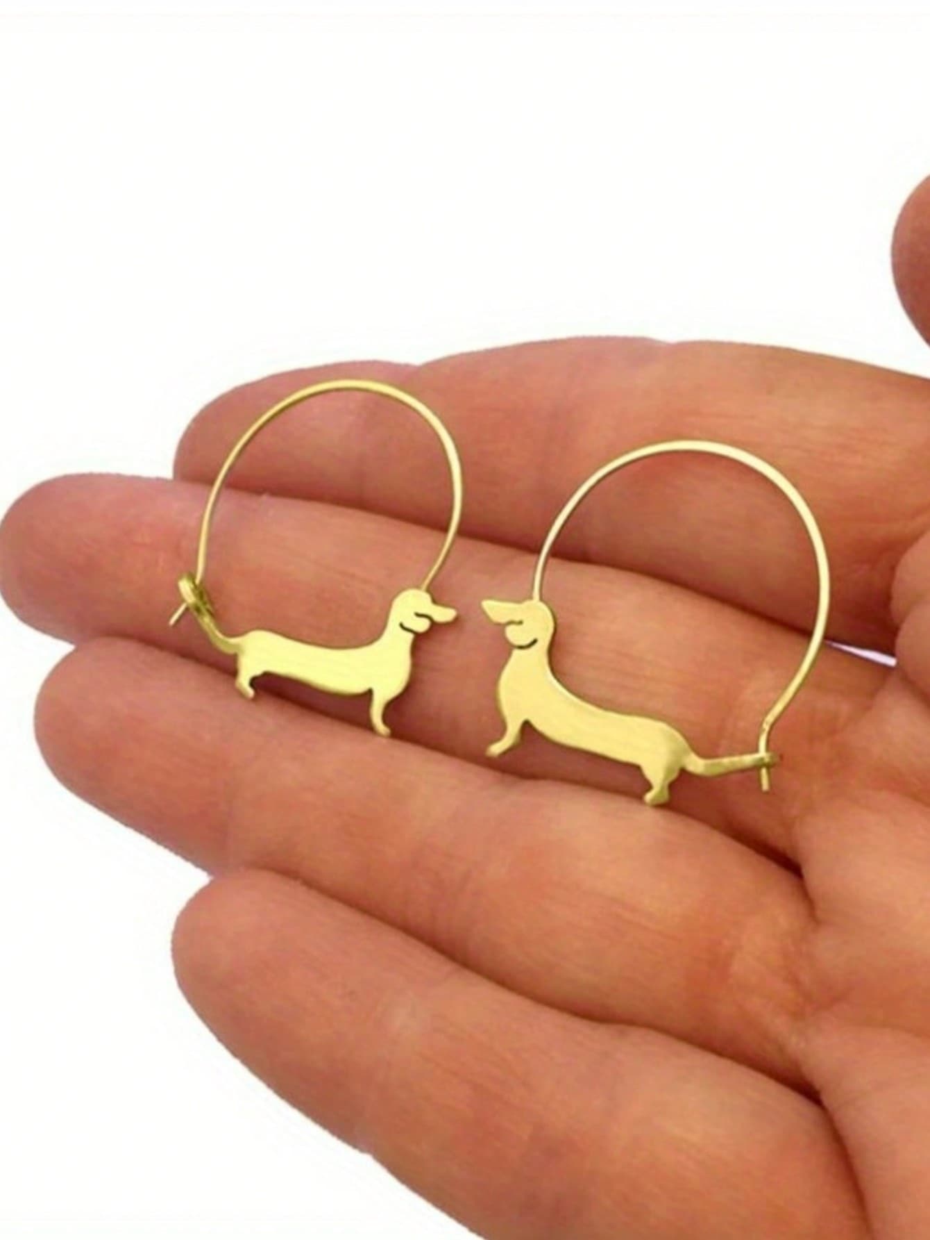 Pendientes de aro, joyería creativa para fiestas, pendientes de joyería linda para ella - Dorado - Ver 1