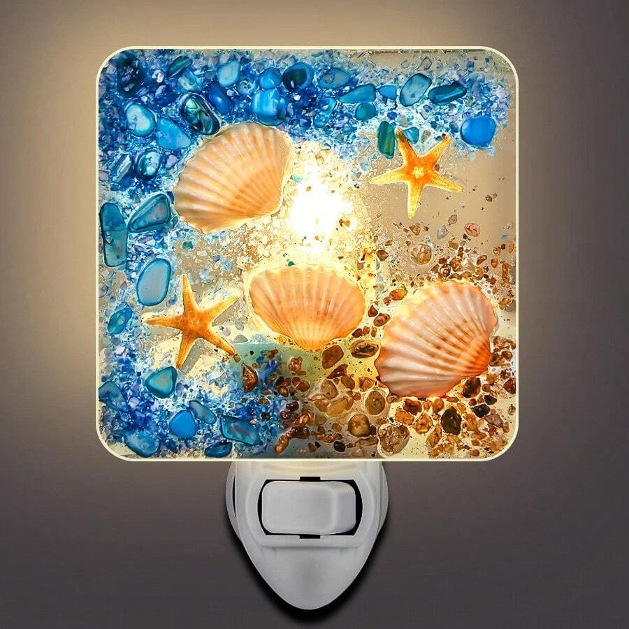 HAWTPlug In Seashell Night Light Ocean Sea Animal Decorative Night Light Plug In Beach Lamps Vintage Ocean Lamps For Adult For Home Bedroom Living Room Bathroom Wall Starfish - Starfish - View 1
