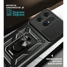 DFunda para Moto Edge 50 Pro Case Protector de Pantalla Incluido con Ventana Deslizante de protección de la cámara y Soporte para el teléfono móvil - Rosa - Rosa - Ver 6