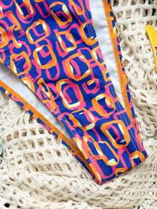 Bộ bikini nữ mới, họa tiết hình học, gợi cảm, chất liệu co giãn vừa phải, kiểu buộc dây, hở lưng, thích hợp cho kỳ nghỉ hè, đi biển. - Nhiều màu - Xem 5