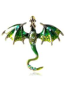 1pc Vintage Creative Enamel Drip Decor Western Dragon Animal Brooch, Multipurpose Decoration For Bags, Scarves, Unisex Accessory