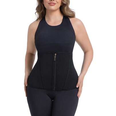 1pc Plus Size Women Shapewear, Fitness Training Dance Yoga Running Sports Bodysuit, Fashionable Minimalist Waist Shaping