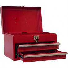 Workington Caja de herramientas portátil de metal con 2 cajones clóset de herramientas de 14 pulgadas con 2 cajones con rodamientos de bolas organizador de caja de almacenamiento de herramientas deTool Chests & Cabinets - Rojo - Ver 8