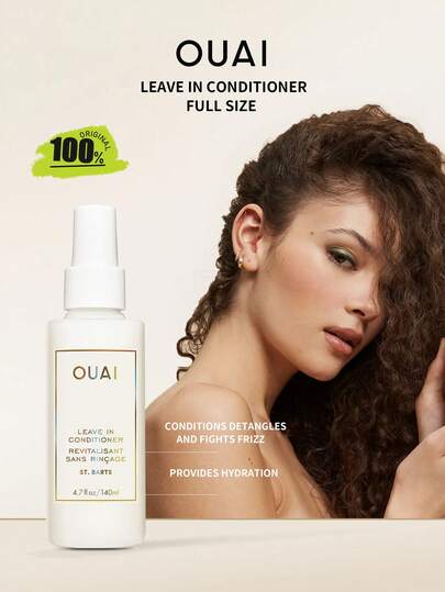 OUAI 免洗护发素 - 正装 140 毫升，轻盈精华质地，清爽不油腻，蕴含植物萃取精华，深层滋养，持久保湿，修护受损发丝，抚平毛躁，日常护发，快速护理，140 毫升/4.7 液量盎司