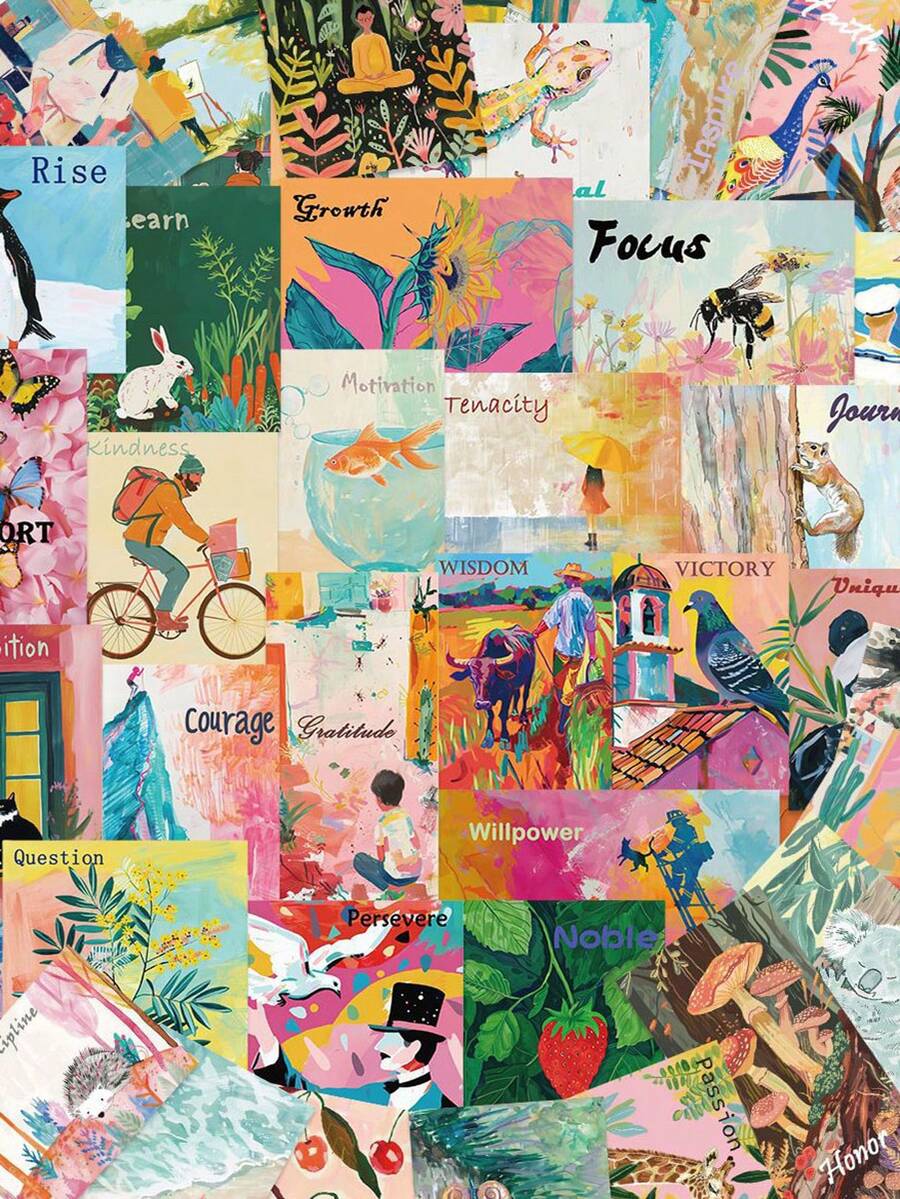 50PCS Watercolor Aesthetics Stickers Cute Cartoon Sticker Pack Preppy Stickers Small Stickers Inspirational Animal Plant Poster Holiday Stickers Waterproof Stickers For Skateboard Luggage Laptops Bumper Theme Party Supplies