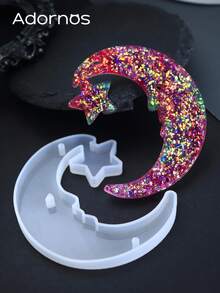 1个太阳形树脂硅胶模具，DIY钥匙扣吊坠，月亮形环氧树脂模具，珠宝工艺制作材料，装饰吊坠 - 白色 - 查看 7