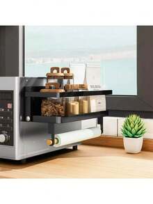 Estante para especias de cocina, estante de almacenamiento de doble estante, estante para encimera de cocina, estante para especias, blanco, negro, color aleatorio.