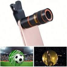 1pc Universal 8X Telephoto Lens Attachment, Clip-On Long Focus Lens For Smartphone And Tablet, High Definition Photography Zoom Lens