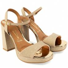Vizzano Platform Sandal With Chunky Heel, Original, 6551-100 - Gold - View 3