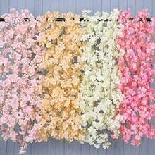 Mumusuki Flor de Seda Colgante Simulada, Guirnalda de Falsa Hecha a Mano, Decoración de Ratán de Flores Artificiales para Bodas, Fiestas, Hogar, Jardín, Restaurantes, Balcón(champán) - Multicolor - Ver 9