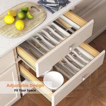 WSXC Silverware Drawer OrganizerExpandable Utensil Tray Large Kitchen Drawer Organizer Adjustable Plastic Flatware Organizer For Flatware Cutlery Spoon Knives Drawer Storage Organization White - trắng - Xem 5