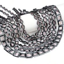 1串混合空心黑玛瑙赤铁矿珠子，时尚休闲首饰制作DIY珠子，适用于手链、项链、工艺品、吊坠、装饰品 - 黑色 - 查看 6