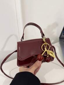 Fashion Solid Colour Simple Mini Handbag, Ladies Underarm Crossbody Bag For Shopping, Purse, Shopping, Young Women, College Students, Newcomers, White Collar. They Are Perfect For Office, College, Work, Business, Commuting, Outdoor Activities, Travelling And Excursions. - Burgundy - View 4