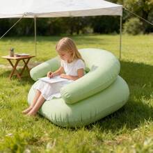 1pc U-Shaped Inflatable Children's Sofa, Multi-Functional Portable Camping Chair, Outdoor Easy Storage Slouchy Sofa, Flocked Inflatable Sofa, Suitable For Outdoor Camping And Leisure