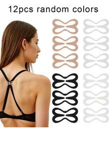 1/6/12pcs Invisible Bra Strap Clips, Adjustable Non-Slip Shoulder Strap Fasteners, Bra Accessories - Multicolor - View 8