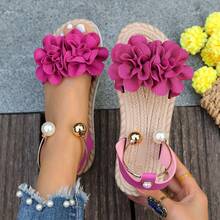 Floral Beach Slip-On Sandals For Women, Sweet Bohemian Style, Versatile For Beach Vacation, Non-Slip Soft Sole - Plum Red - View 14