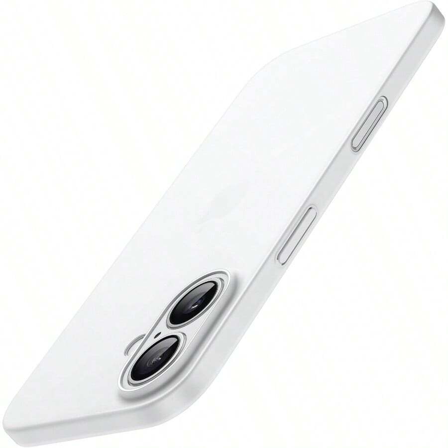 DJETech Funda Ultra Slim para iPhone 16 6.1 Pulgadas Protección Completa Lente Cámara Ligera Acabado Mate PP Hard Carcasa Minimalista Blanco - Blanco - Ver 1