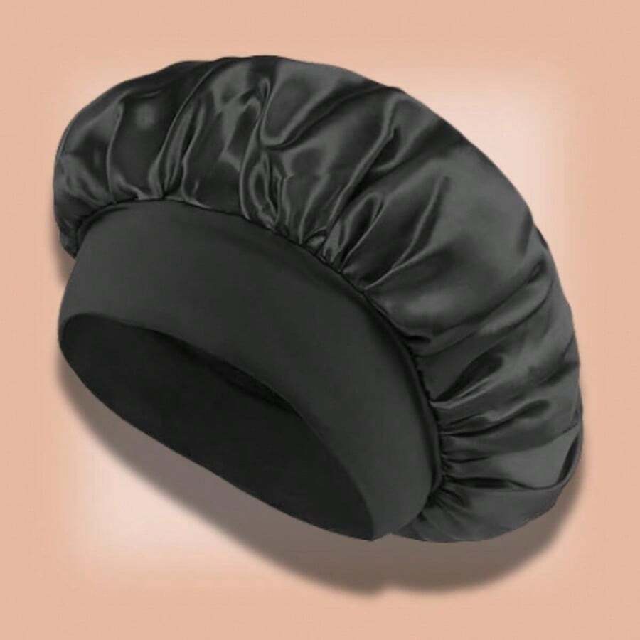 Satin Bonnet – Sleep Bonnet For Women And Men Curly Hair, Braids, And Natural Hairstyles (1pck) - 黑色 - 查看 1