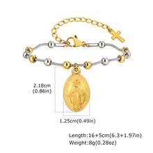 1 chiếc vòng tay chuỗi hạt thánh giá và Đức Mẹ Đồng Trinh bằng thép không gỉ mạ vàng 18K, trang sức tôn giáo Thiên Chúa giáo dành cho phụ nữ - Nhiều màu - Xem 17