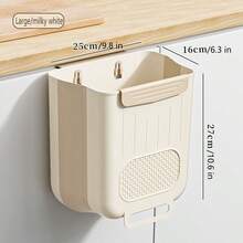 1pc Household No-Drill Trash Can, Foldable Cabinet Door Hanging Garbage Bin, Space-Saving Storage Bucket For Kitchen Bathroom - Multicolor - View 7