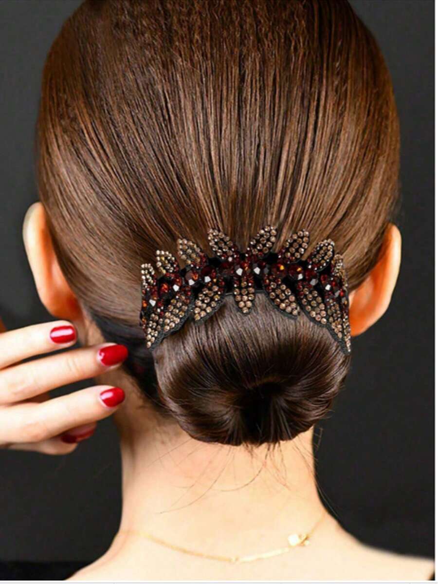 1pc Rhinestone Flower Hair Claw Clip (Random Rhinestone Color), Hair Slide, Hair Barrettes