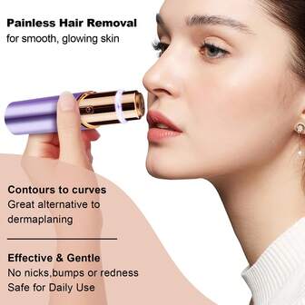 Recortador de vello facial y cejas 2 en 1, removedor de vello facial portátil para mujeres, afeitadora recargable de viaje para vello del bikini para damas, hombres y niñas para el rostro, pelusa, labios, barbilla, axilas y Body, capacidad de batería 180mAh