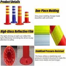 Columna De Advertencia 30in Tall Traffic Barrier Cones Traffic Delineator Post 2Pc/ Flexible Traffic Delineator Posts Safety Cones With Reflective Band For Parking Lot and Construction Lot Color : 3PSafety Cones & Barriers - 3 piezas - Ver 5