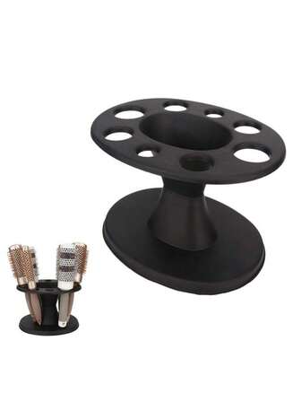 1个发梳收纳架，塑料圆形发梳架展示架美发造型刷支架置物架，适用于沙龙和家庭使用