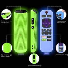 AWYY4-Pack For 3600R  Roku TV Stick Remote Case CoverTOLUOHU For  Roku Remote Control Cover Roku Express Skin Sleeve Silicone Shockproof With Lanyard-For RCAL7R/3921/3800/3810-Roku Remote Cover - 4件 螢光藍 螢光綠 深藍 紅 - 查看 7