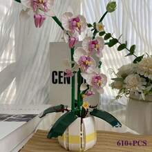 1000+Pcs Realistic Phalaenopsis Orchid Flower Bouquet Model Building Blocks Set, With Flower Pot, Artificial Plants, Home Office Decor, Ideal Gift For Flower Lovers, Christmas, Easter, Mother's Day, Holidays, Birthdays - Multicolor - View 9