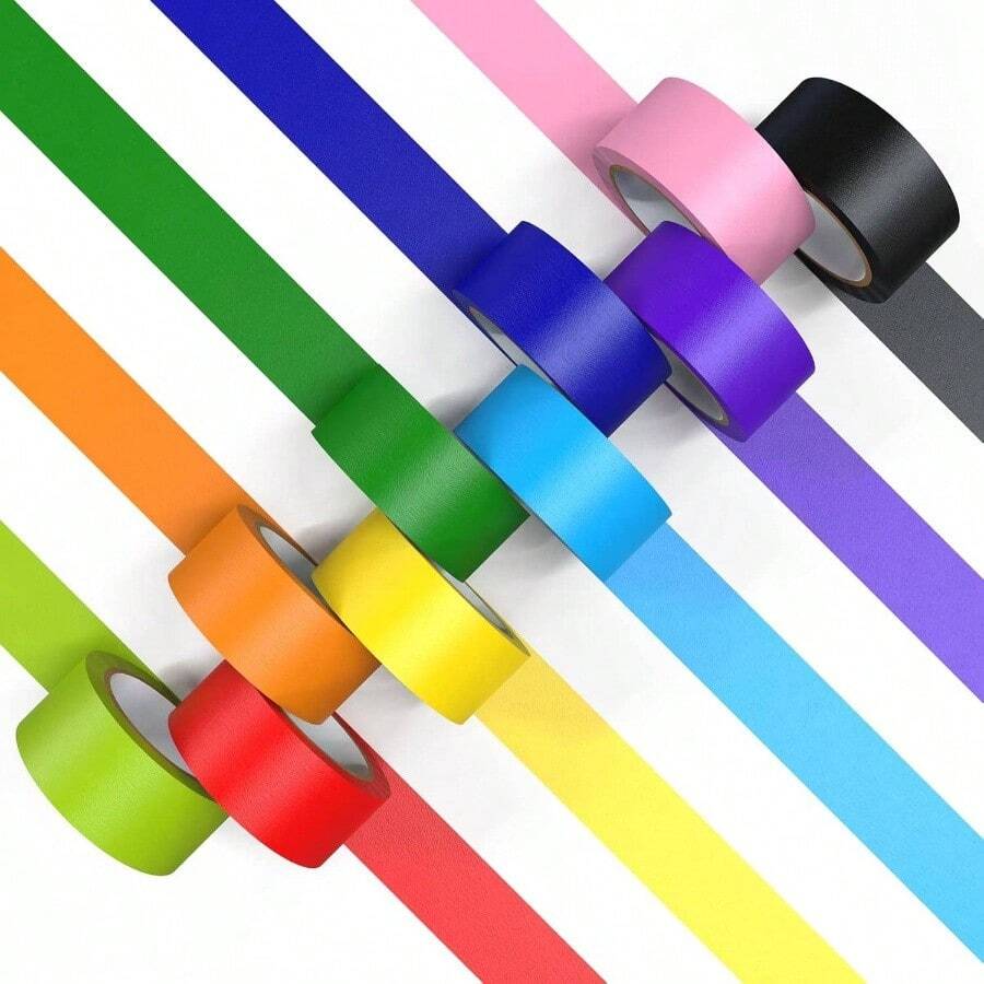 Colored Masking Tape, Color Painters Tape, 9 Rolls 1 Inch Widex 19. Yards Each, Colorful Paper Tapes Colors Labeling Packing, Painter Tape Variety Pack, Tape - 10 Colors, 1 Inch X 12 Yards - View 1