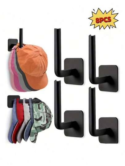 8/4/2/1 No Drill Hooks, Plastic Hooks, Self-Adhesive Hooks, Suitable For Hanging Keys, Hats, Towels And Miscellaneous Items, Space-Saving Home Storage Boxes, Applicable For Entryway, Hallway, Bathroom