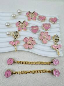 16 món đồ trang trí bằng nhựa hình ngọc trai, bướm, trái tim, thanh lịch và dễ thương cho giày thường ngày, guốc và dép xăng đan, bền, thiết kế kỳ quặc, tuyệt vời cho các bữa tiệc dành cho bé gái và quà tặng sáng tạo - Nhiều màu - Xem 3